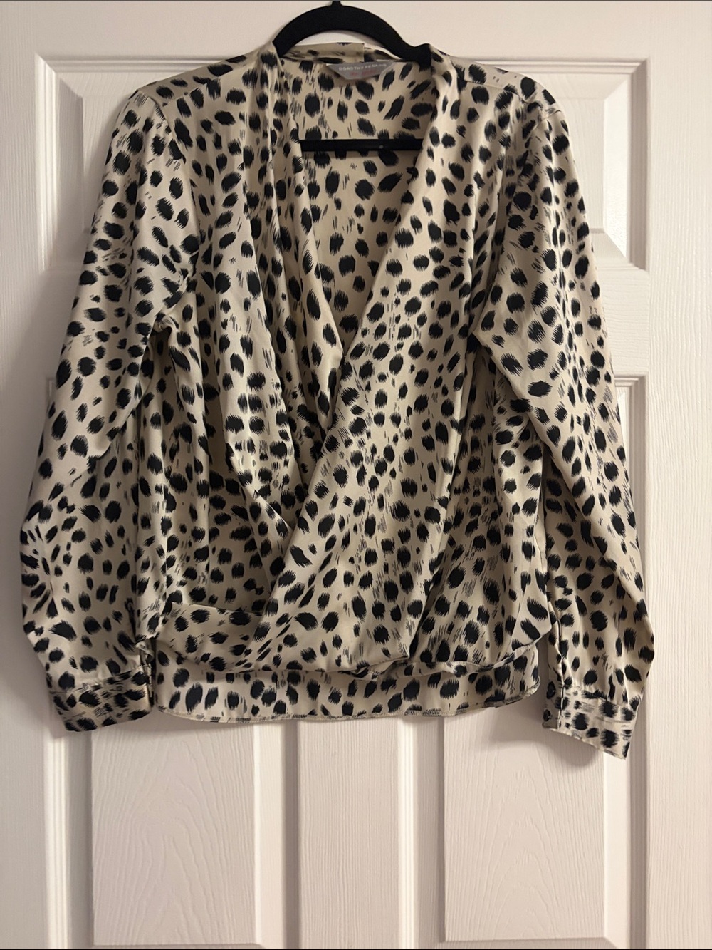 Dorothy Perkins Cream and Black Leopard Print Wrap Blouse